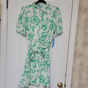 Draper James Green and White Floral Mini Dress